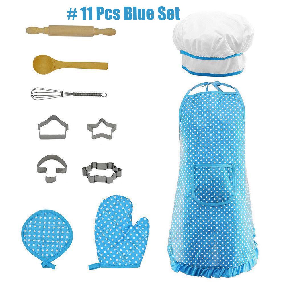 11PCS Cupcake Chef Set for Kids Cooking & Baking Play Costume for Little Girl