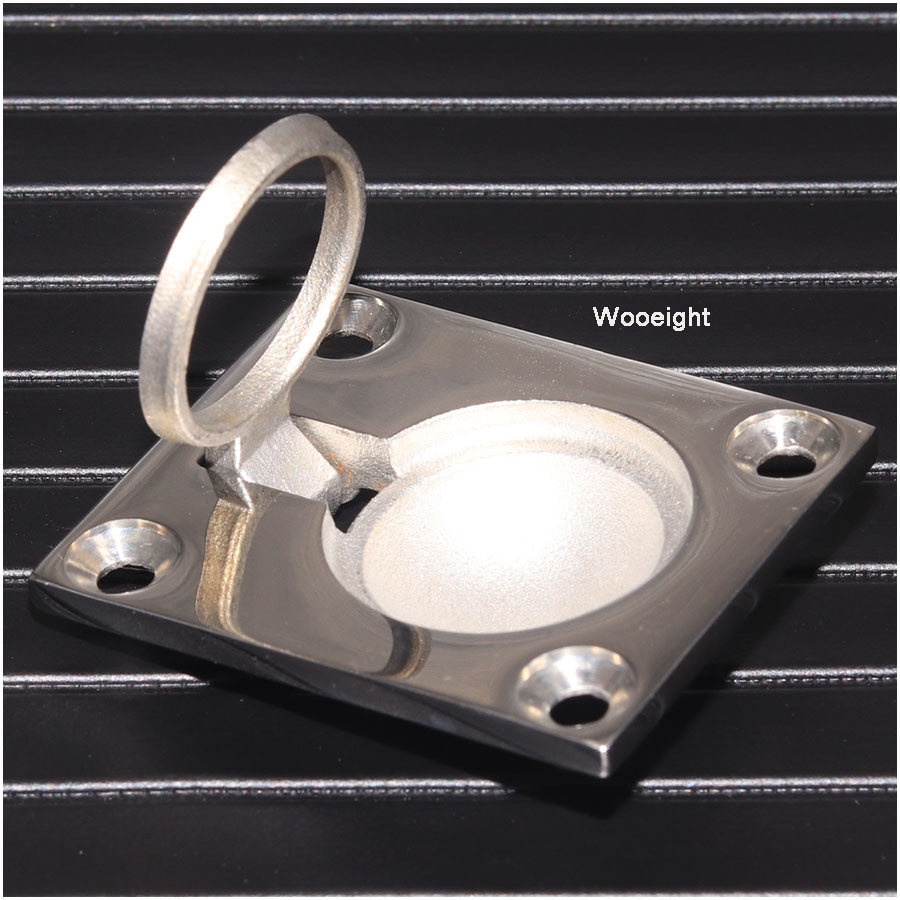 Wooeight 48*39mm 316 Stainless Steel Boat Accessories Marine Ring Handle Cover Flush Hatch Locker Cabinet Pull Lift