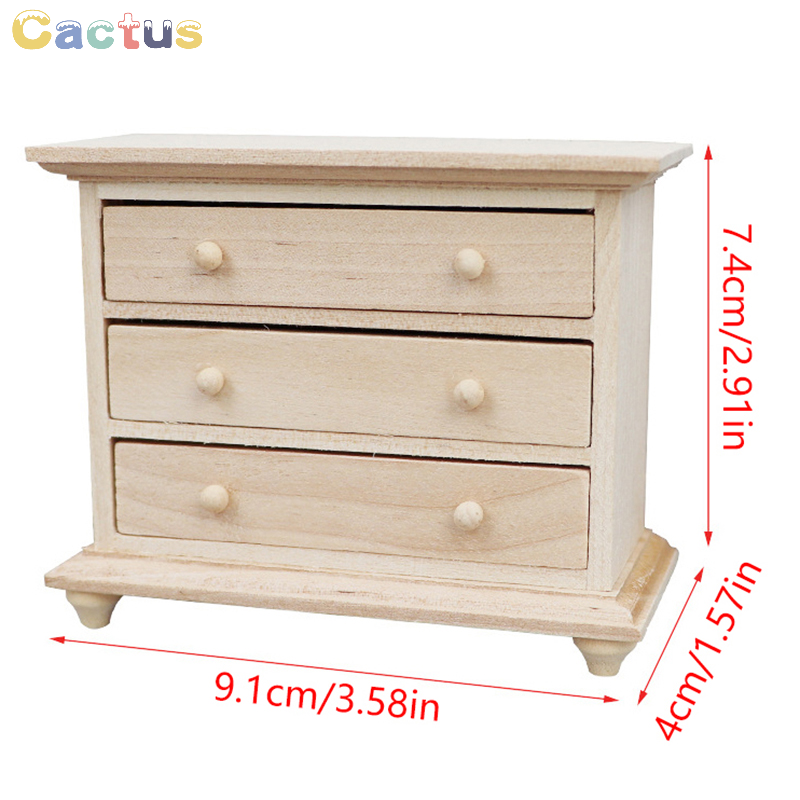 Cajón de almacenamiento de madera en miniatura para casa de muñecas, armario, casillero, mesita de noche, muebles, modelo de decoración, accesorios de juguete, 1:12