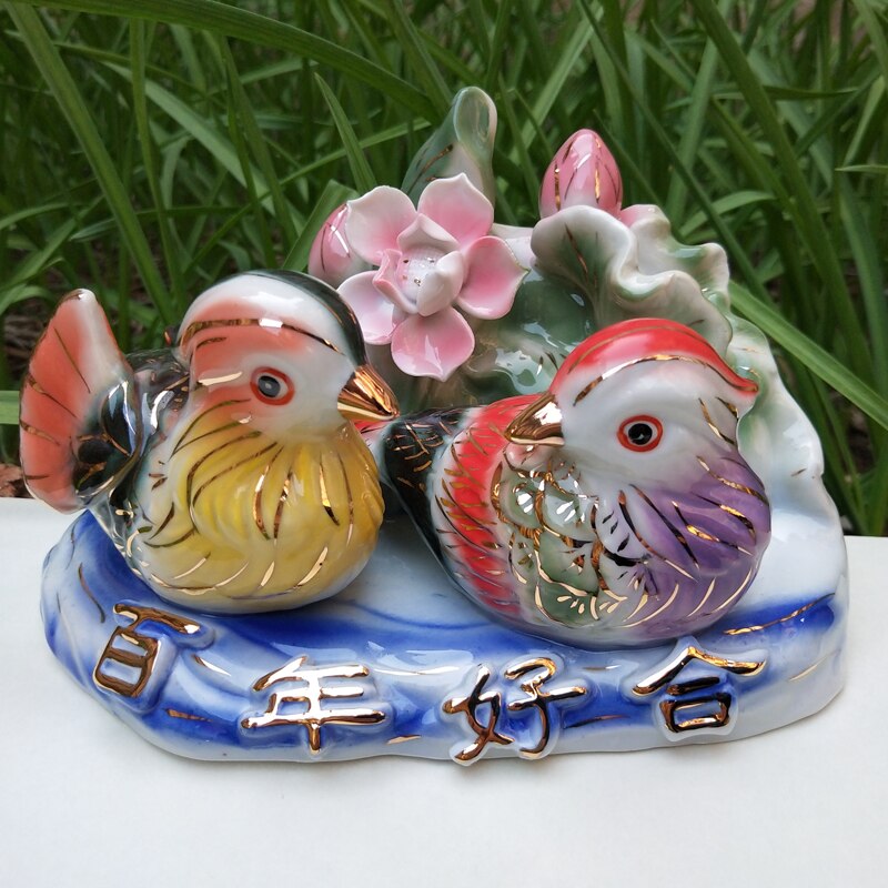 Ceramic lovers, mandarin duck ornaments, bedroom ornaments, wedding , marriage, fengshuiwang, peach blossom transfer orname