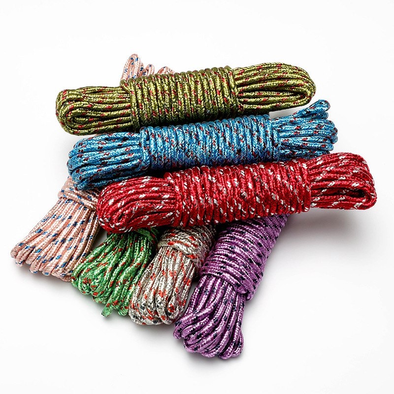 1 stk 10m farverig multifunktionel nylon tørresnor udendørs rejse vindtæt tørresnor skridsikker bøjle