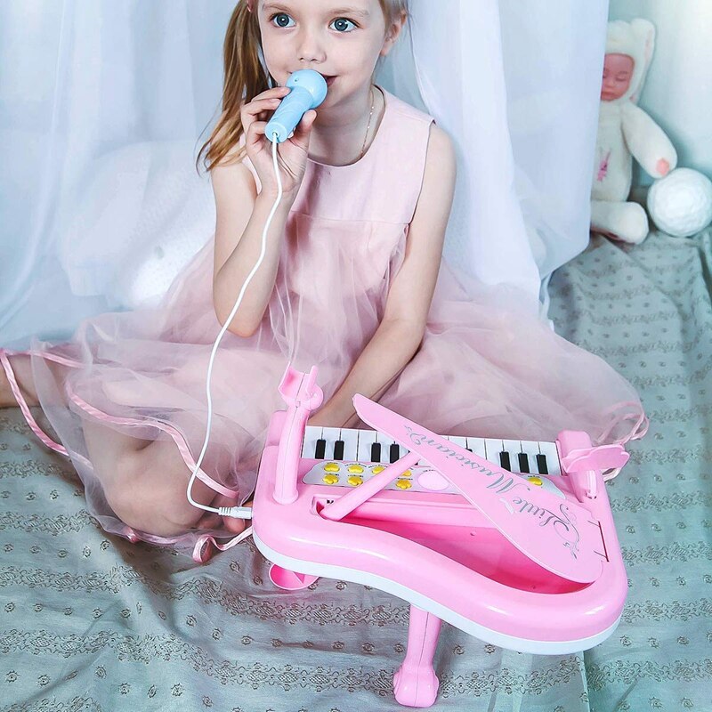 Toddler klaver legetøj tastatur pink til piger fødselsdag 1 2 3 4 år gamle børn 24 nøgler multifunktionelt legetøj klaver