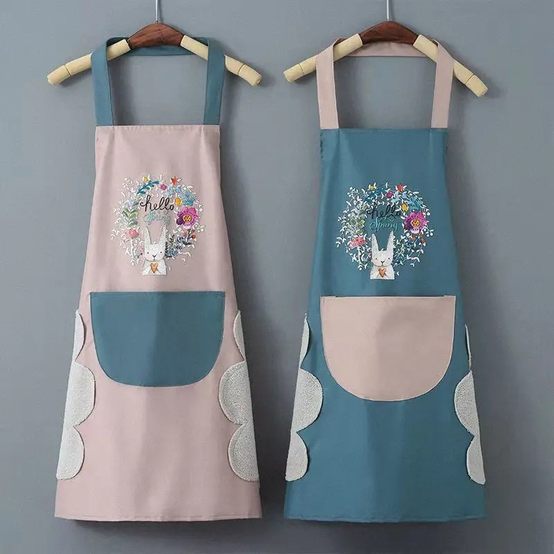 Delantal de cocina para el hogar, limpieza a mano a prueba de aceite, impermeable, para hombres y mujeres, cintura para adultos, monos de café a la , delantal de mano para limpiar