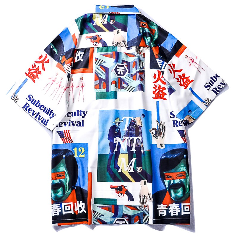 Oscn 7 skjorter med print til mænd street kortærmet sommer strand herre skjorte løs afslappet korea chemise homme 661