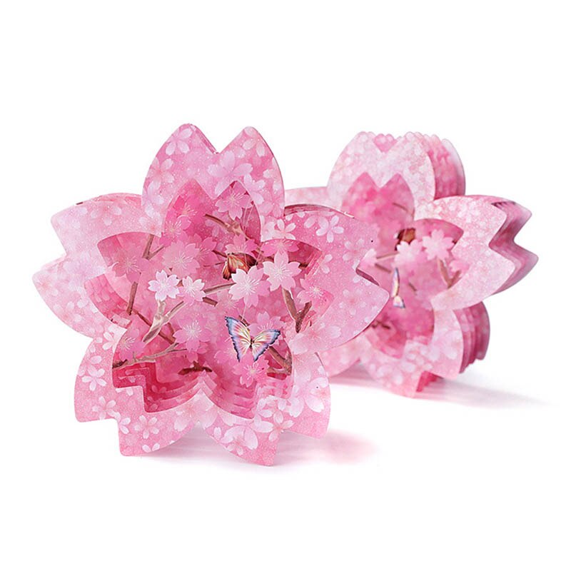 Birthday Weding Party Post Card Greeting Cards 3D Pink Flowers Cherry Nice Thanksgiving Mother's Day Paper With Envelope