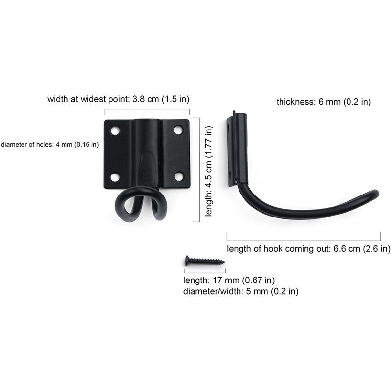 10Pack Rustic Entryway Hooks of Black Wall Mounted Vintage Double Coat Hangers with Large Metal Screws Included