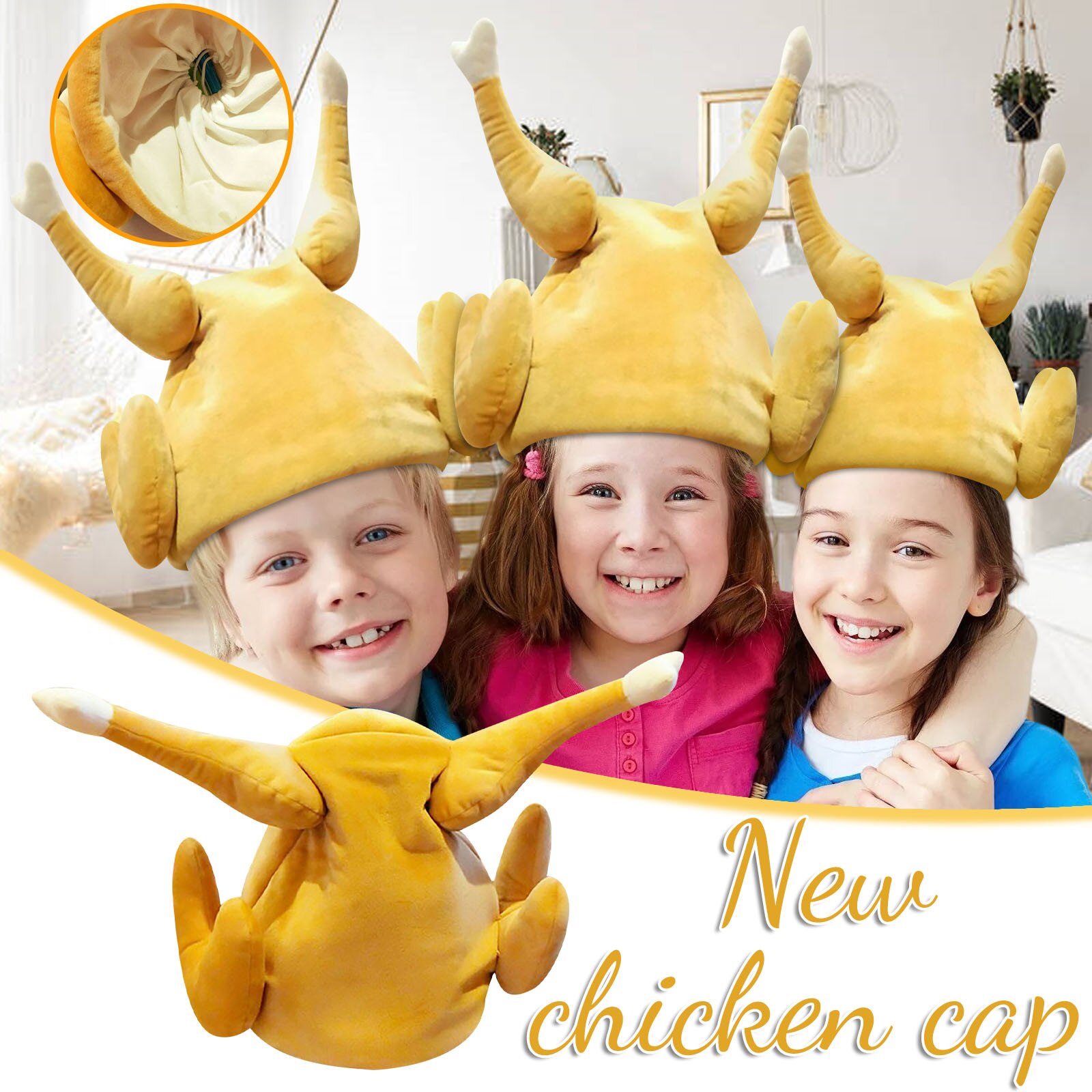 Funny Chicken Hats For Party Can Sing And Dance Chicken Thigh Hat Novelty Moving Ear Hat Funny Hat sombrero de muslo de pollo