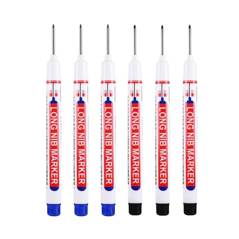 6pcs 20MM Red/Black/Blue/White/Green Ink Long Head Markers Bathroom Woodworking Decoration Multi-purpose Deep Hole Marker Pens: Mixed Color