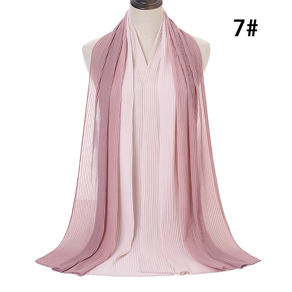 Ombre Chiffon Hijab Muslim Women Hijab Scarf Shawl Islam Headwrap Pleated Gradient Hijabs Shaded Crinkle Hijab Summer: 07