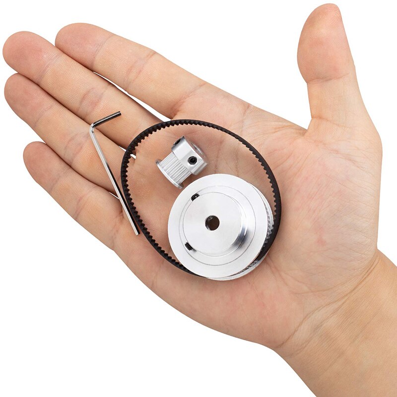 2 Kit GT2 Synchronous Wheel 20&amp;60 Teeth 5Mm Bore,Aluminum Timing Pulley With 2 Pcs Length 200Mm Width 6Mm Belt(Bore 5Mm)