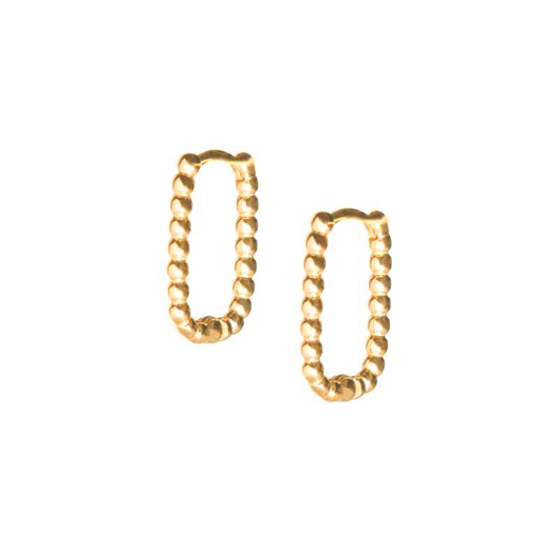 GS 925 Sterling Silver Minimalist Square Rectangle Gold Hoop Earrings For Women Chic Geometric Beads Huggie Earring Jewelry: A gold color