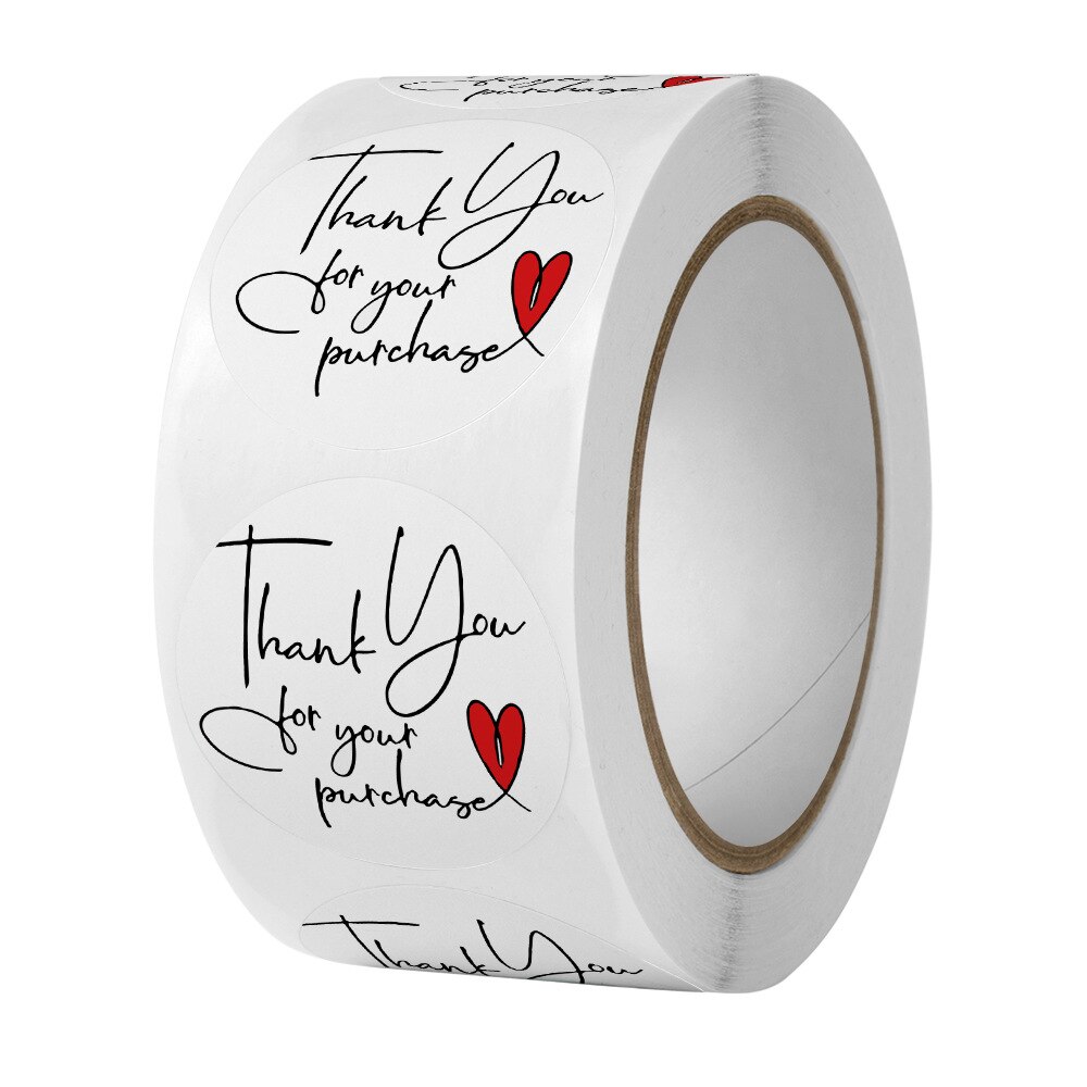 Green Thank You Labels – 1 Inch Diameter – 500 Count Roll (Big Doings SL086F)