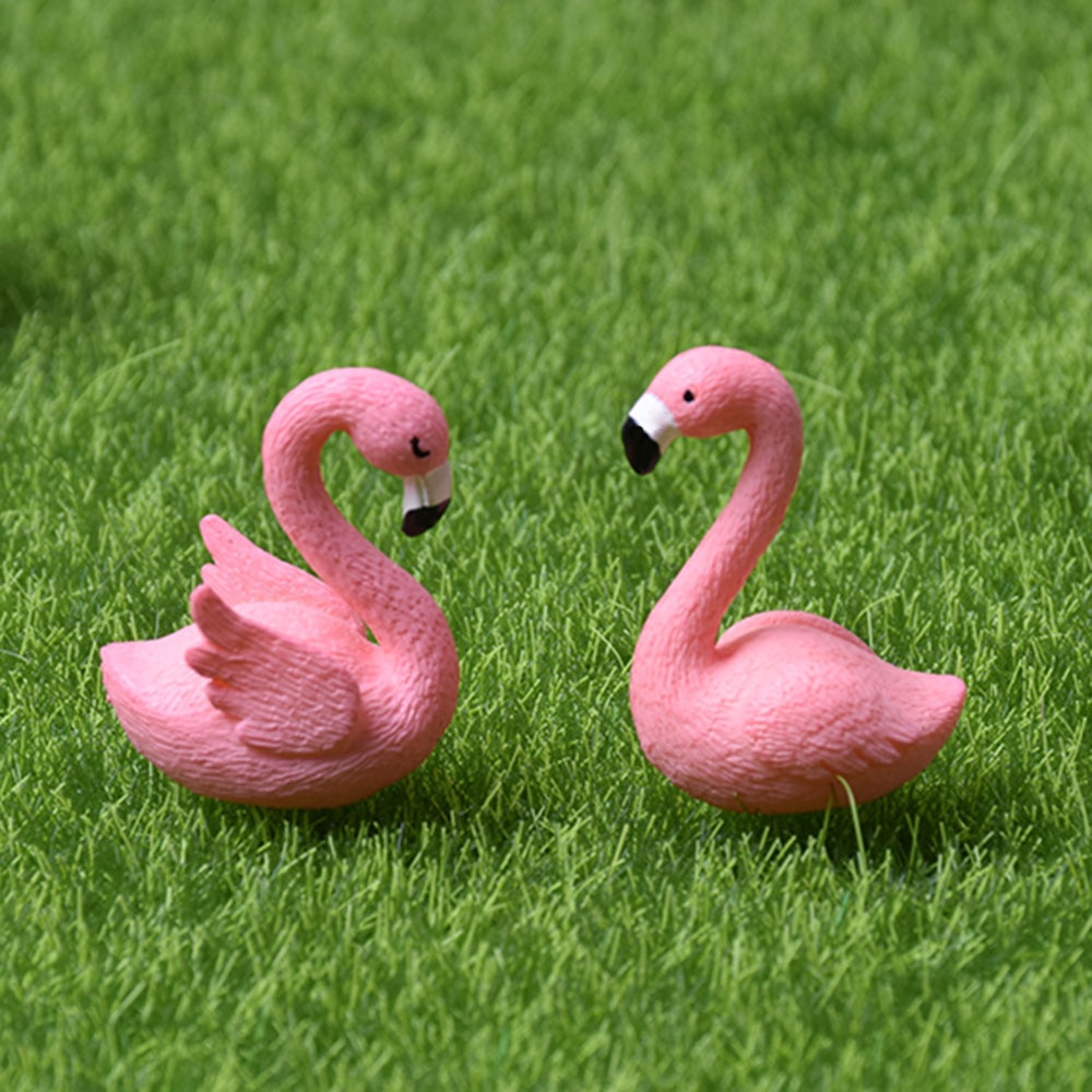 Mini Flamingo 2Pcs/Set 2cm*3cm Micro Flamingo Figurine Miniature... – Grandado