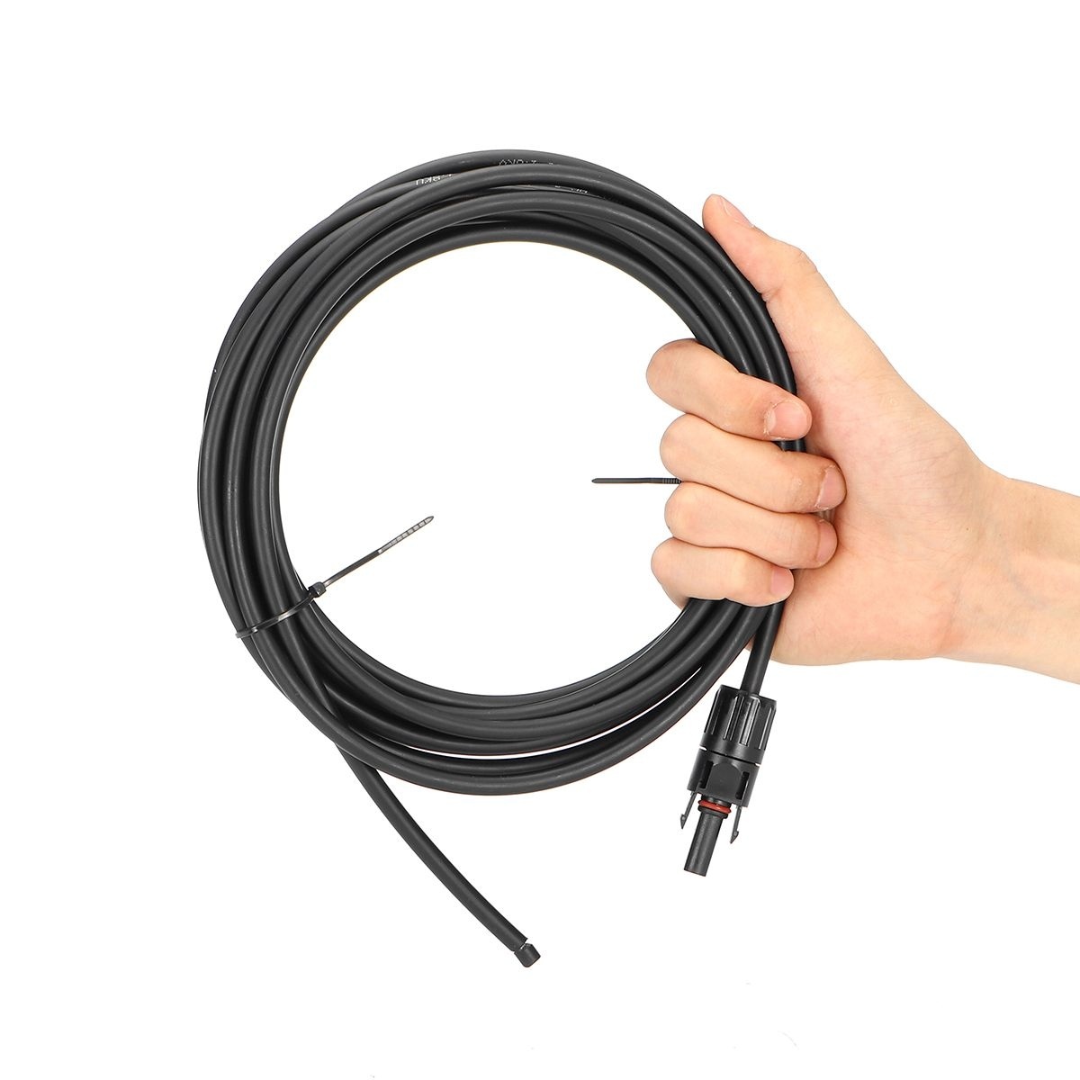 Solar Kabel 5M/10M Rood Zwart Zonnepaneel Pv Kabels Dc 4mm ²/6mm ² Dubbele geïsoleerde Met Optionele 2 Stuks Pv Connector: 5m 4mm2 black cable