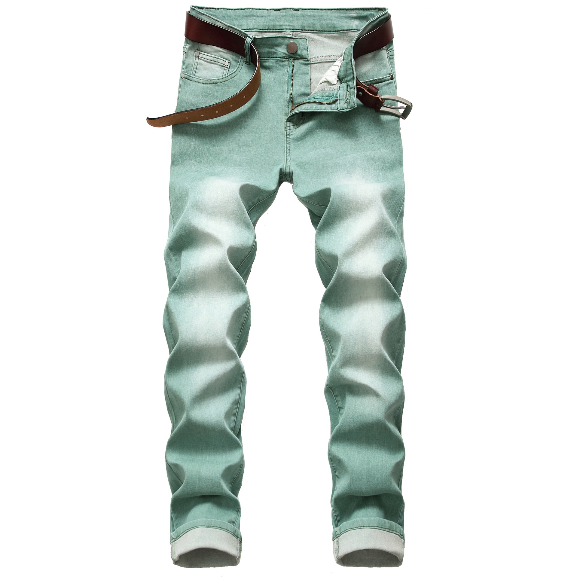 Høst vår herre ripped green street hip hop punk stretch sykkel jeans trendy hull rette denimbukser