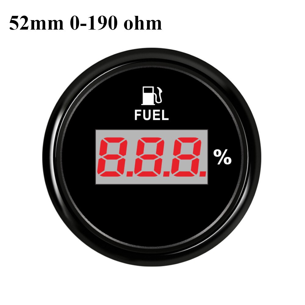 2''52mm Lcd Display Digitale Brandstofmeter Meter 240 ~ 33ohm /0 ~ 190ohm Olie Meter Indicator Met Rode backlight Voor Auto Boot 9-32V: BN 0-190ohm