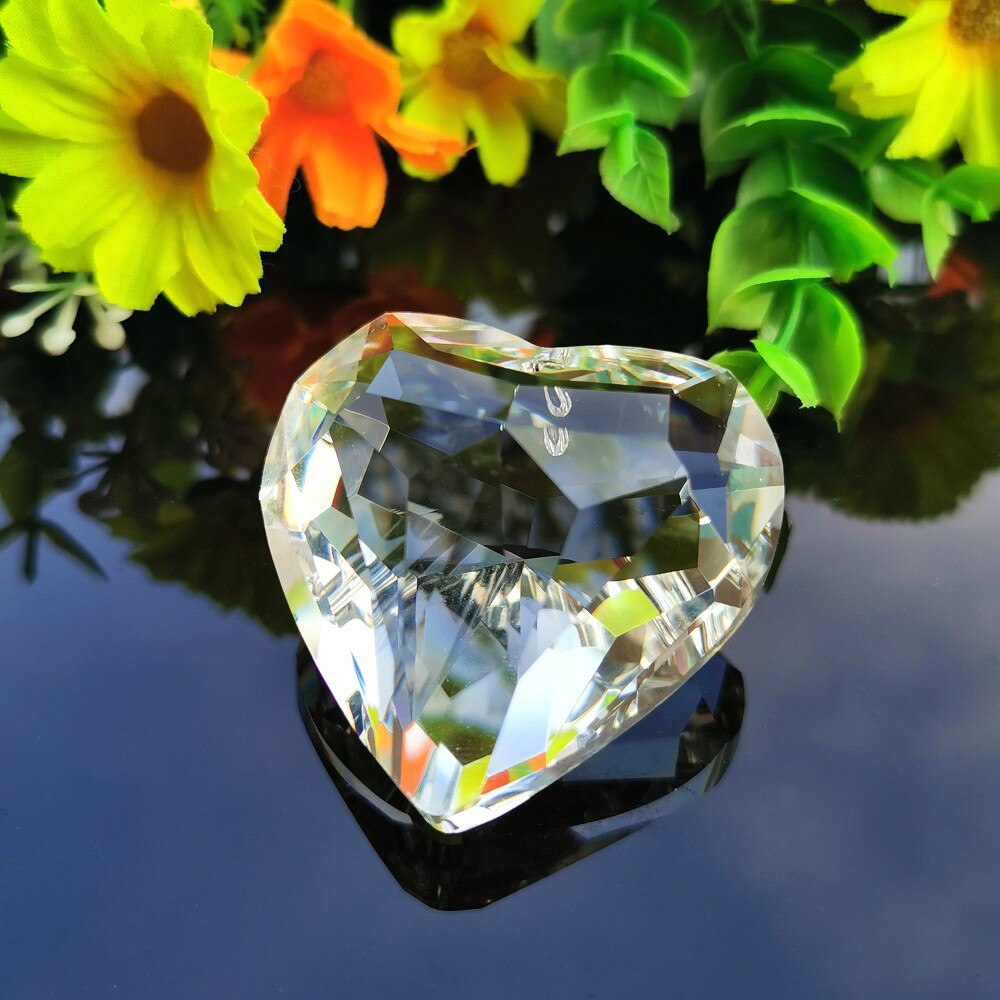 3d hjerteformede krystal vedhæng glas klare lysekrone krystaller suncatcher krystal prismer hængende diy bryllup hjemmeindretning 45mm