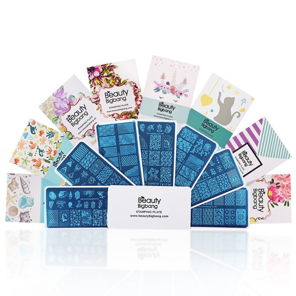 BeautyBigBang Stamping Plates 6*12cm Summer Flower Butterfly Nail Mold Accessories Plate Rectangle Nail Art Template BBB XL-011