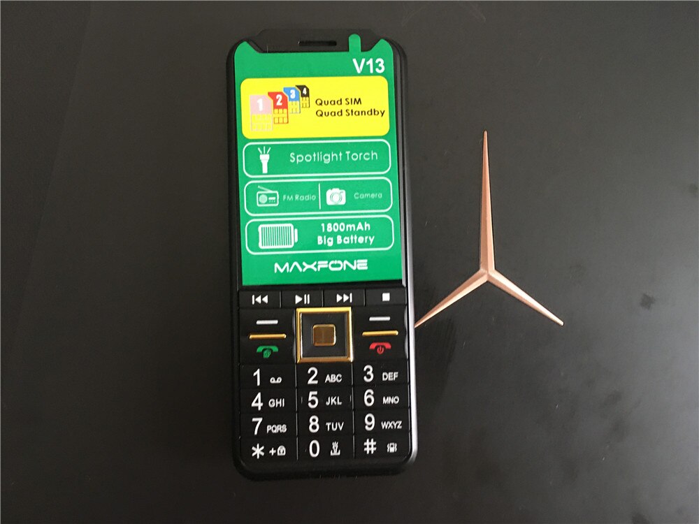 V13 Taster Handy 2.8 "Quad Sim Grund Großen Tastatur Bluetooth Taschenlampe MP3 Radio Kamera BigHorn 4SIM Günstige telefon: Maxfone V13 With16GB / Black