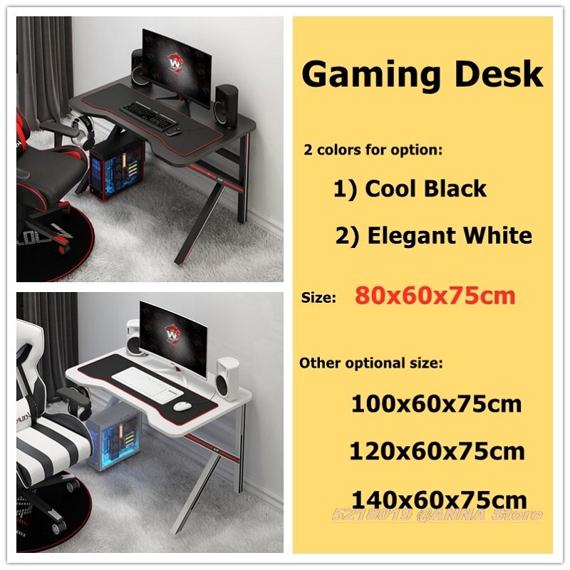 Hottest Gaming Desk 80x60x75CM Black White Desktop Computer Table Home Bedroom Game table Matched Chair Option
