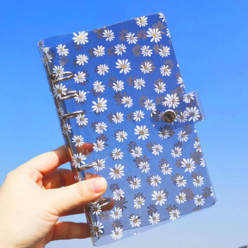 A6 chrysanthemum Binder Notebook Cover &amp; Photo Organizer Diary Agenda Planner Bullet Cover School Stationery: Black