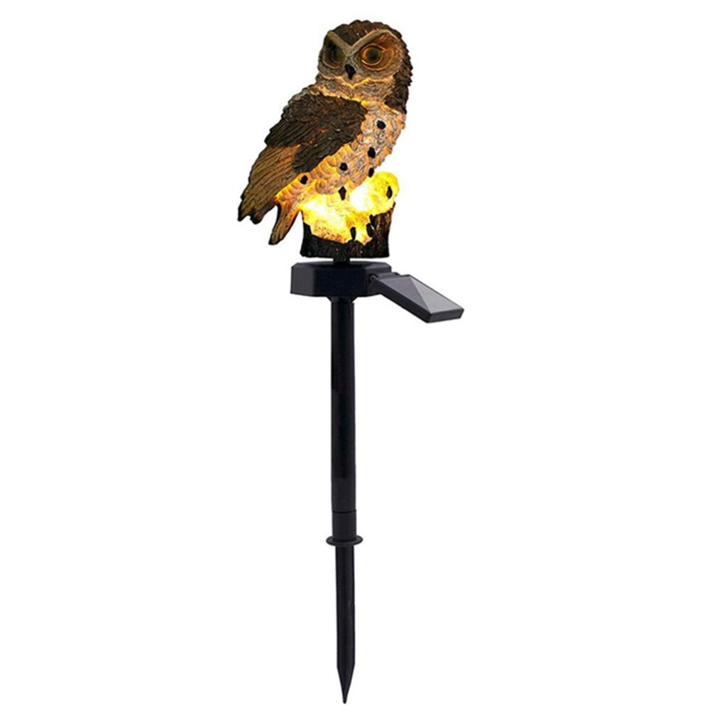 1pcs Novelty Solar Garden Lights Owl Ornament Solar Lamp Outdoor LED Light Energy Saving Light Portable Night Light Garden Decor: brown owl