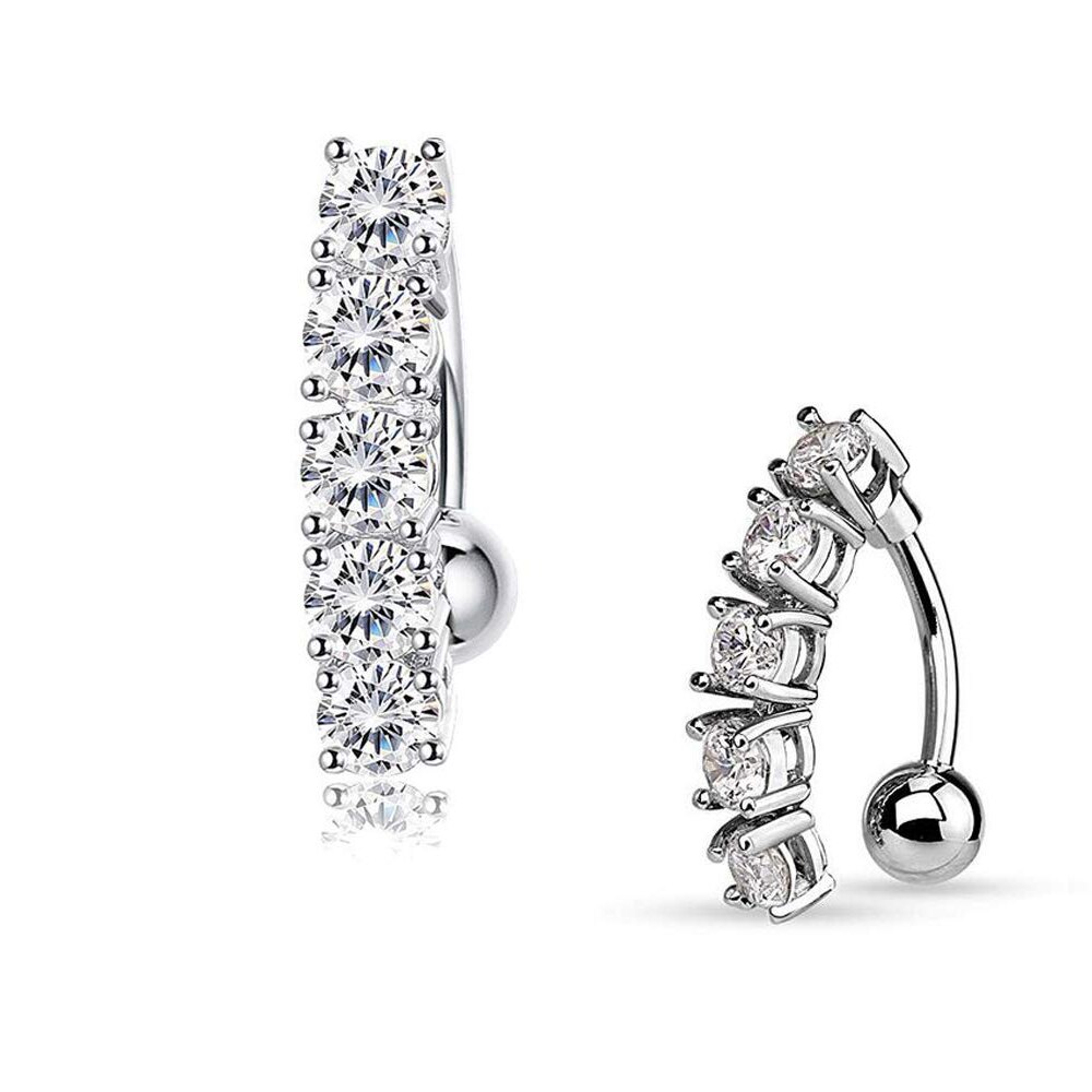 10 Stijlen Sexy Bungelende Navel Navel Ring Oreja 14G Dubbele Ronde Zirconia 316L Chirurgisch Staal Buik Piercing sieraden