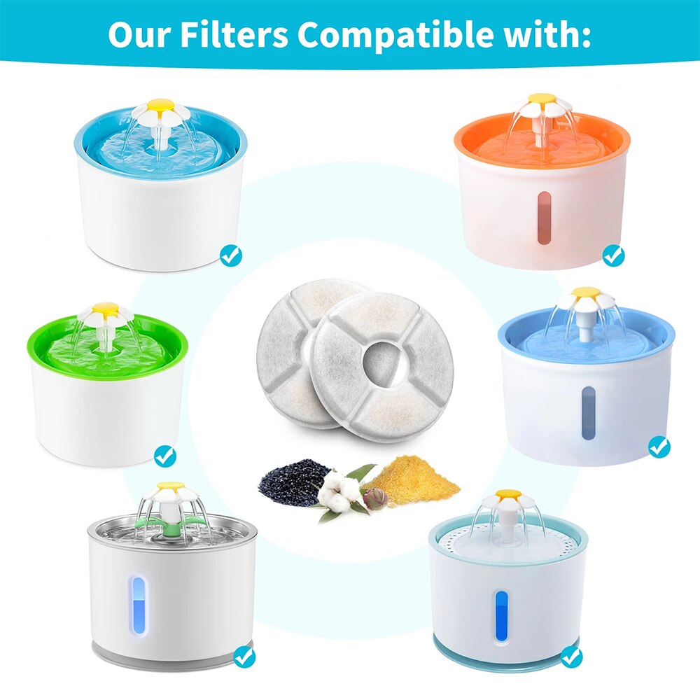 Filtro de carbón activado para fuente de agua para gato, dispensador para fuente de agua para mascotas, redondo, de repuesto: Round filter / 8PCS