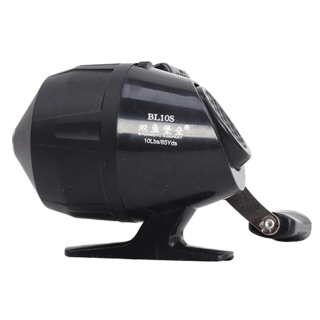 Moulinet de pêche Spincast en acier inoxydable, 10lb/85yds, lance-pierre, pour chasse, pêche sur glace: Black