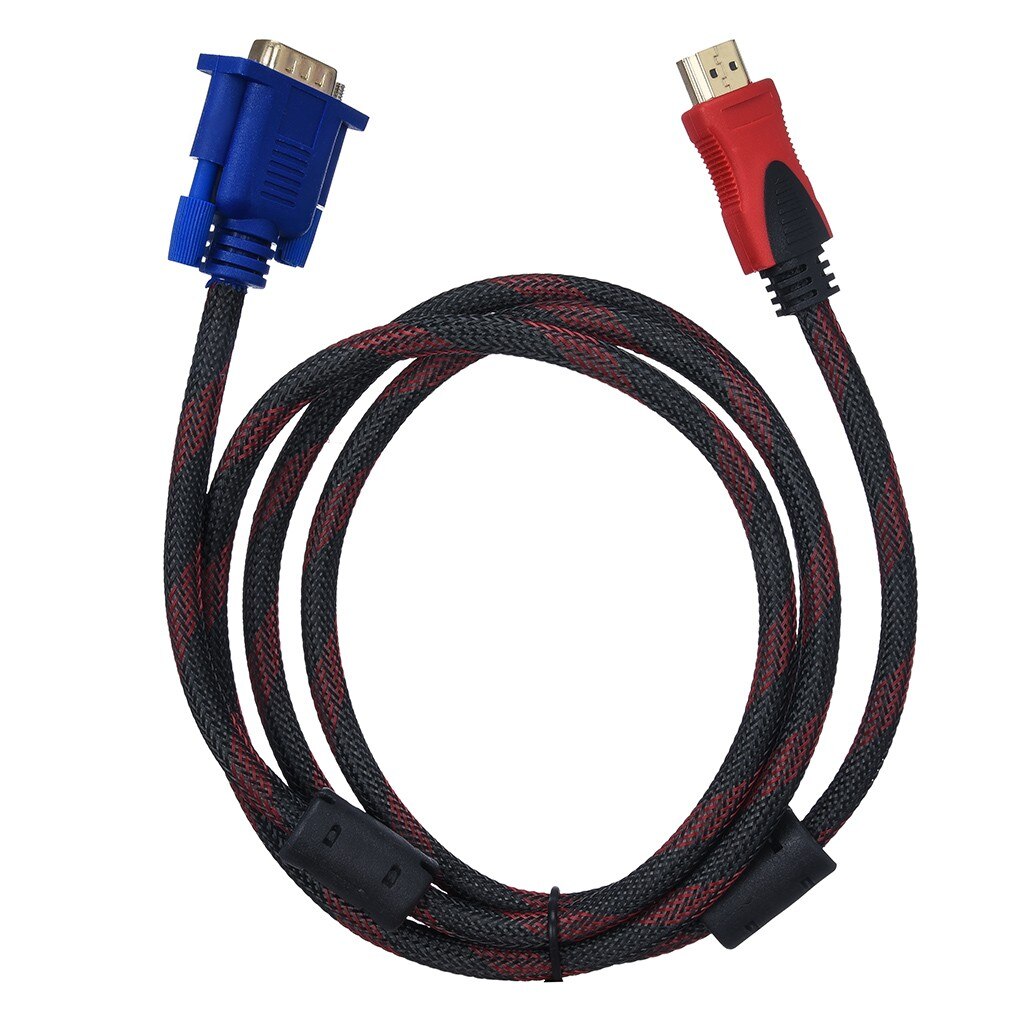 Full HD 1080P HDMI Male To 15 Pin VGA Connector Adapter Converter Cable For HDTV HDMI to VGA cable 1.5 meters: Default Title