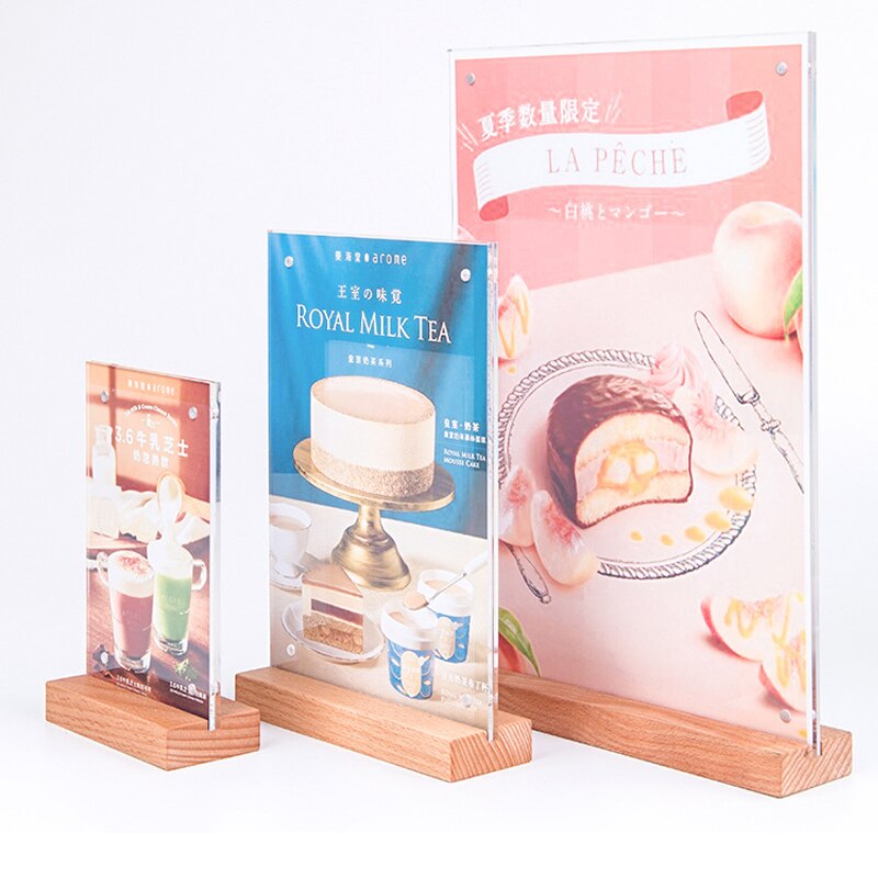 A5 Clear Heavy Duty Acrylic Sign Holder Picture Frame for Paper Restaurant Table Menu Card Display Stand