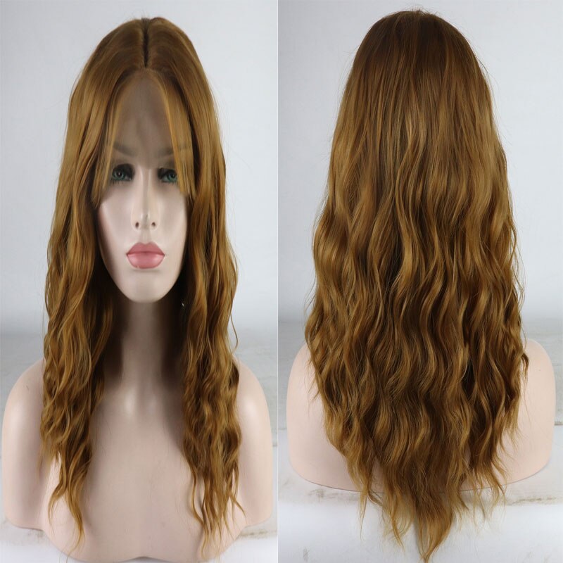 Bombshell krótki bob włosy syntetyczne koronkowa peruka na przód Glueless fioletowy brązowy niebieski luźna fala włókno termoodporne włosy dla kobiet peruki: brown / 14 inch lace front