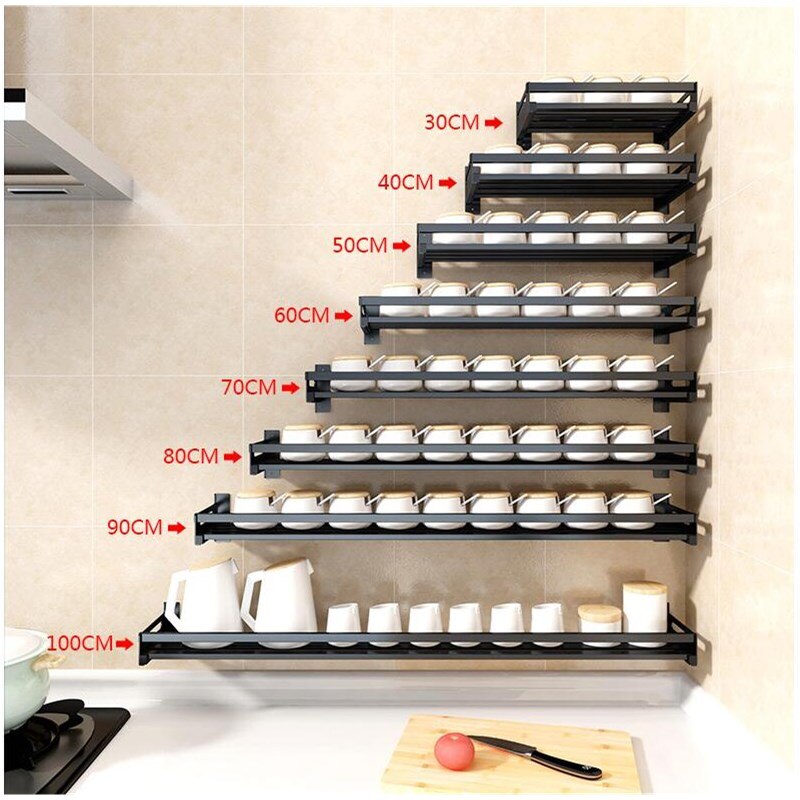 Keuken plank rack wall mounted Nail Gratis plank Opbergrek saus fles Spice Tool Houder voor keuken Kruiden Sooktops plank