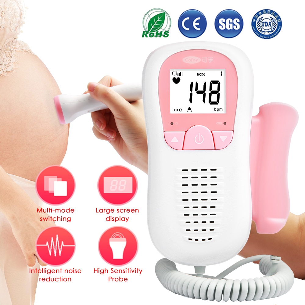 Cofoe doppler foster doppler icke-strålande baby hjärtmonitor foster ultraljud detektor hushållsficka gravid baby hälsovård