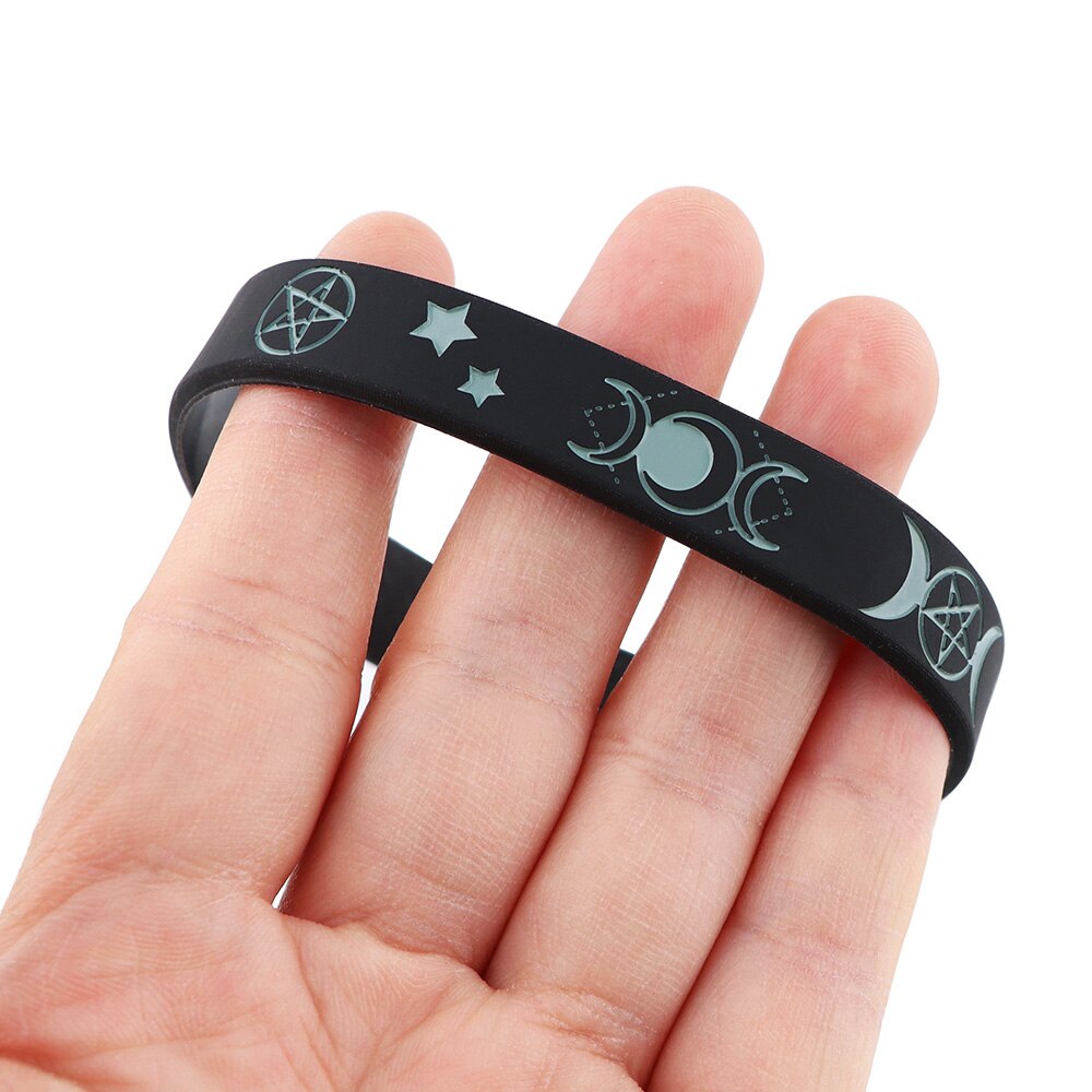 J3394 Triple Moon Goddess Magic Woman Bracelets Trendy Silicone Rubber Band Wristbands Hand Bangle Men Women Jewelry