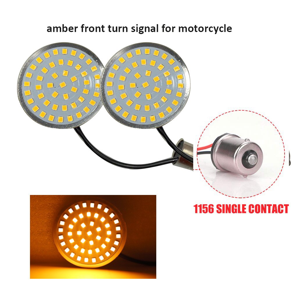 1Pair Motorcycle Led Turn Signals Kit for Harley Road Glide Touring Sportster with 1156 1157 Base White/Amber Led Turn Signal