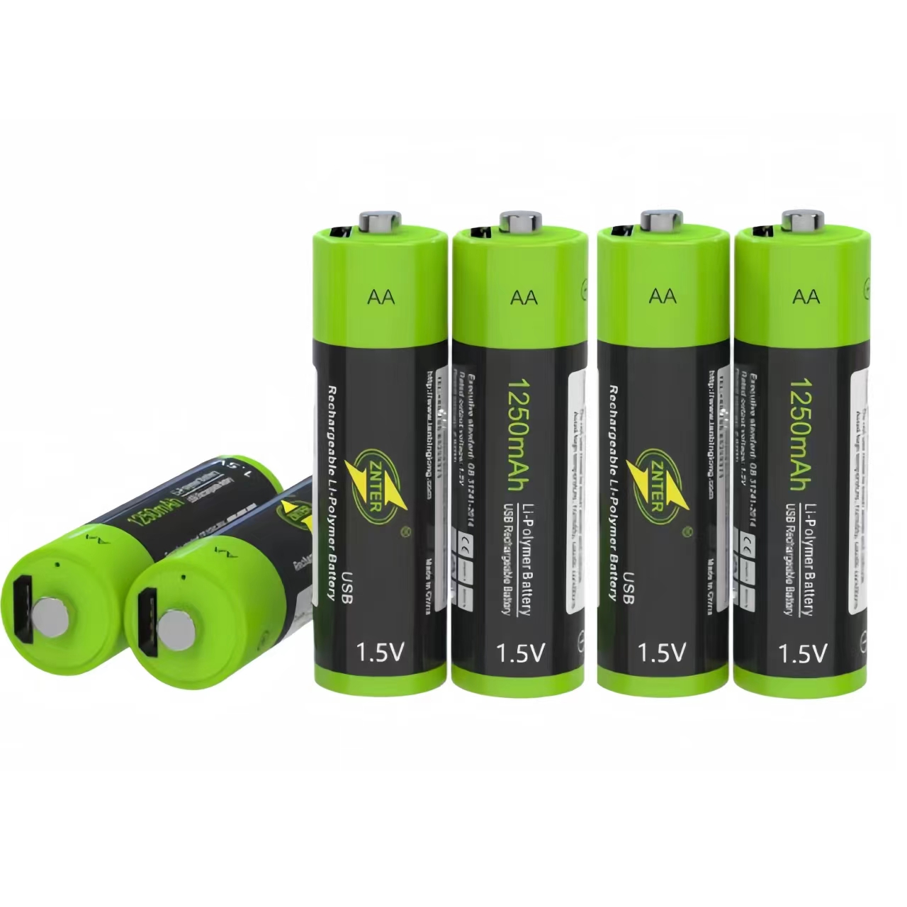 1.5V USB AA Rechargeable Battery 1250mAh Rechargeable Li-ion Battery Charges via USB Cable: Pink