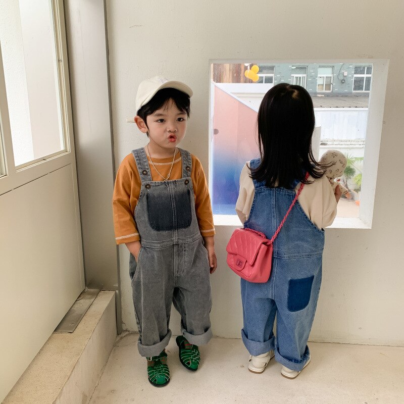 2022 Voorjaar Kinderen Broek Koreaanse Stijl Jongens En Meisjes Mode Denim Overalls Kids Casual Broeken Overalls Voor Kinderen