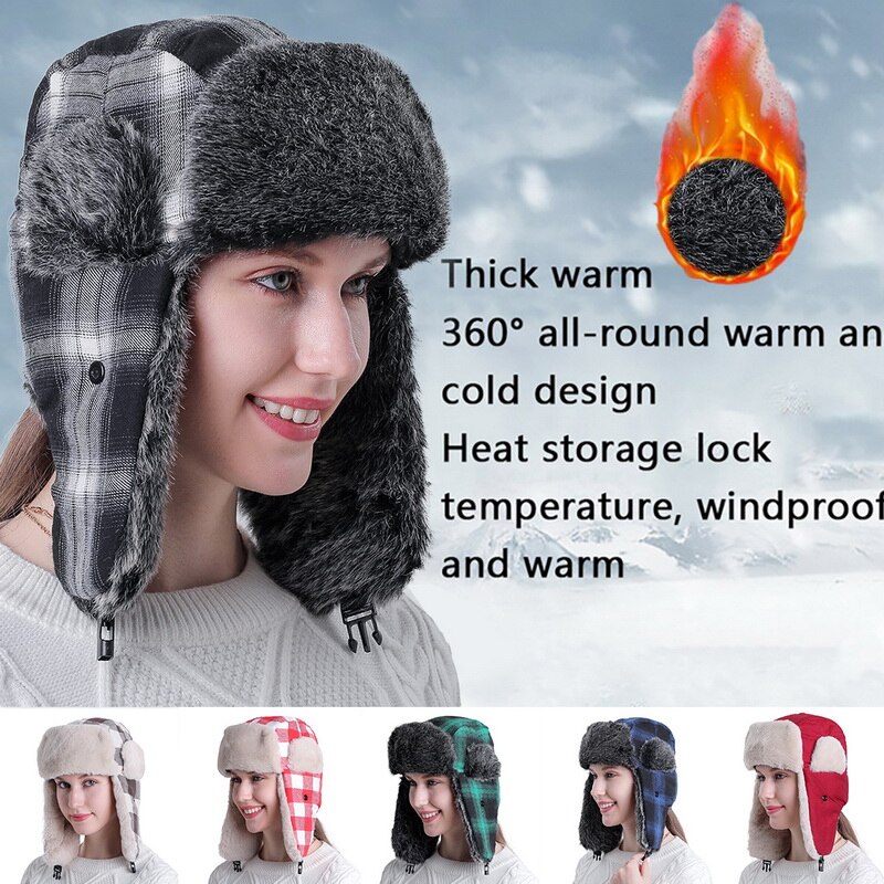 Neue Frauen Winter Leifeng Bomber Hüte Mann Flieger Hüte Russische Kappe Ohr Klappen Bomber Leifeng Kappen für Männer draussen Winddicht Hütte