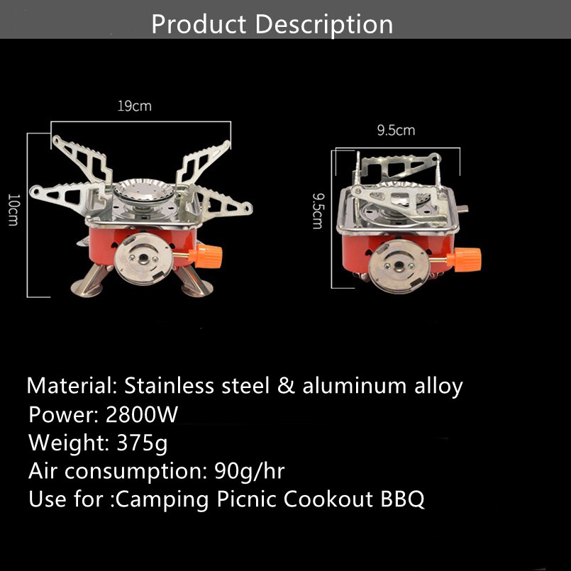 Mini Portable Foldable Camping Stove Long Gas Tank Stove Square Cooker Self-driving Tour Fishing Picnic Outdoor Gas Burner 2800W