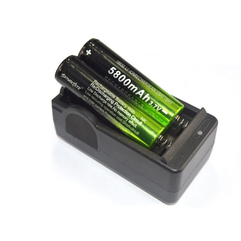 Skywolfeye 2 x 18650 batteri 5800 mah liion 3.7v genopladeligt batteri us/eu oplader til lommelygte forlygte