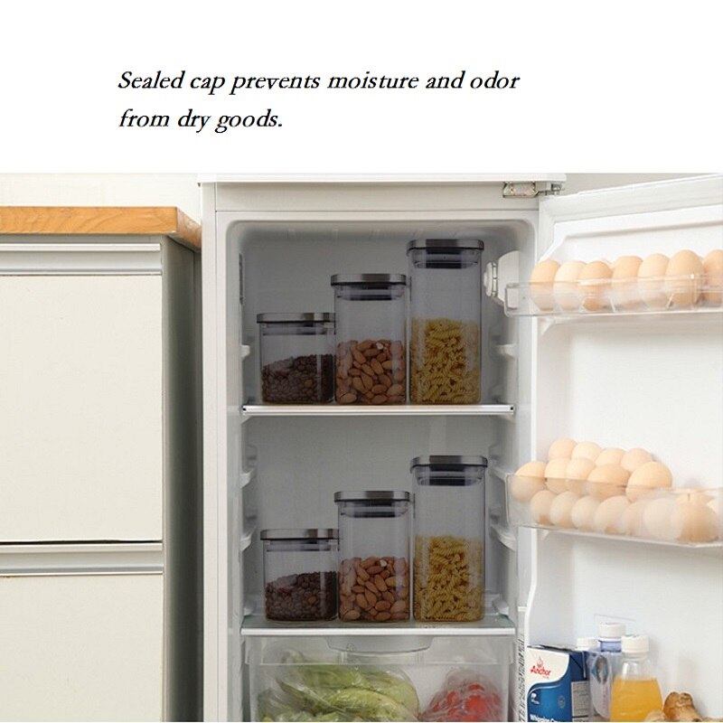 Sealed Glass Candy Jars Stainless Steel Cover Cereal Dispenser Transparent Tea Box Household Kitchen Desktop Storage Containers