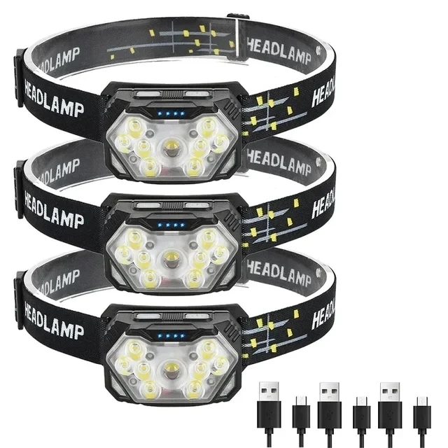 2000lm superklare pandelamper 9 led usb genopladelige bevægelsessensorer bærbare søgelamper til fiskeri camping udendørs: Grøn