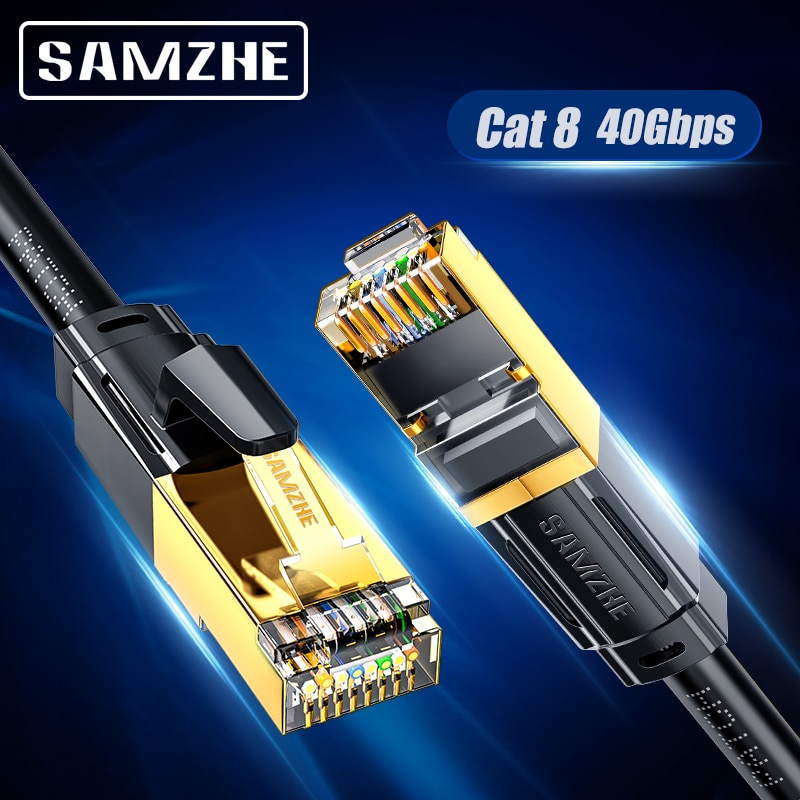 Samzhe Cat8 Sftp Ethernet Kabel Patch Kat 8 Utp Lan Kabel 10Gbps, 25Gbps, 40Gbps Voor RJ45 Computer, Netwerken