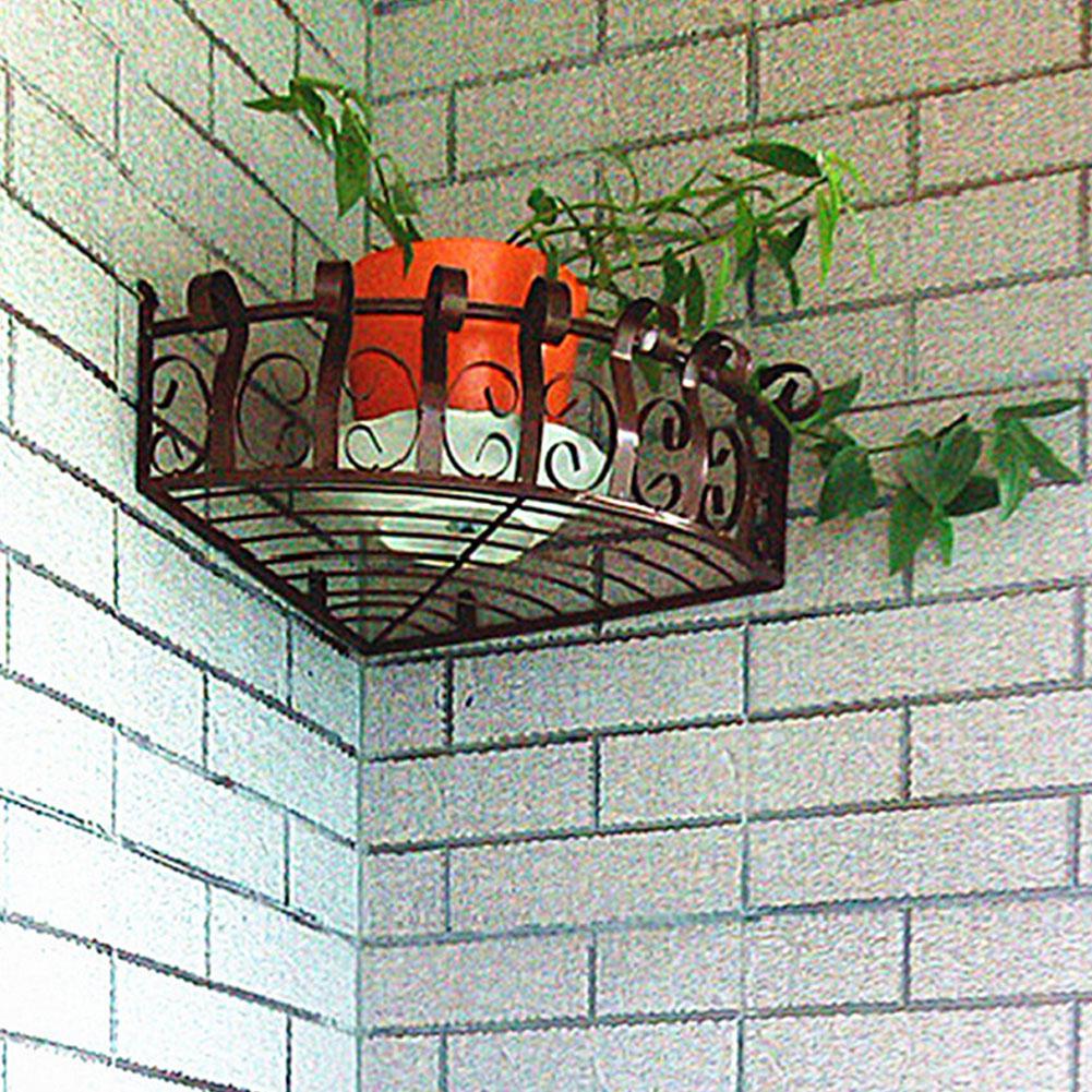 Geometri jern trekant blomst stativ hjørne opbevaring rack med væg hængende havearbejde hjemmekontor dekoration: Bronze