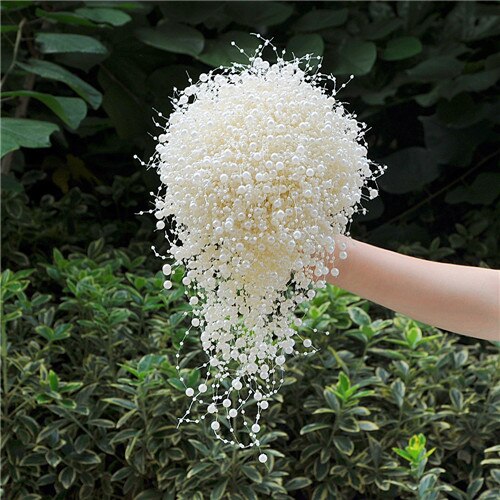 Topqueen F24 Bruidsboeket Bridal Holding Bloemen Pure Parels Bruidsmeisje Bloemen Mode Bruidsboeketten In Voorraad: Ivory