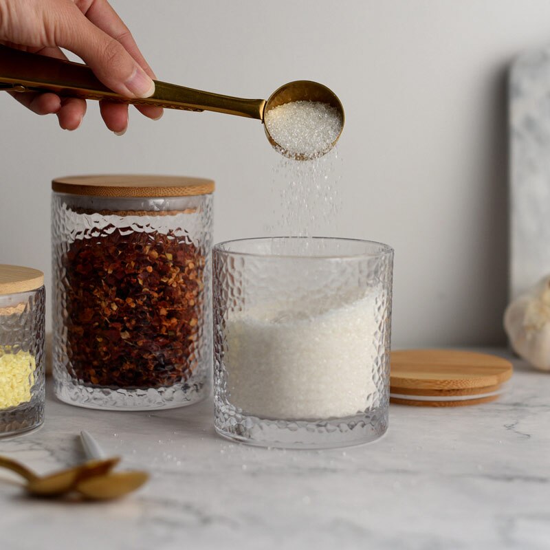 Nordic Kitchen Organizer Sealed Glass Canister Food Storage Container Tea Coffee Sugar Storage Jars With Wood Lid and Rim