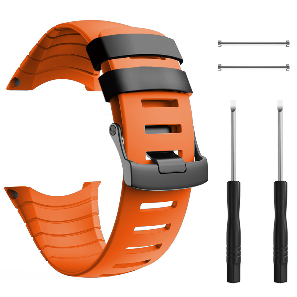 Rubberen accessoirebandje voor suunto core band, polsbandje voor sport, vervangende bandjes met metalen sluiting voor suunto core smartwatch: Zilverwit
