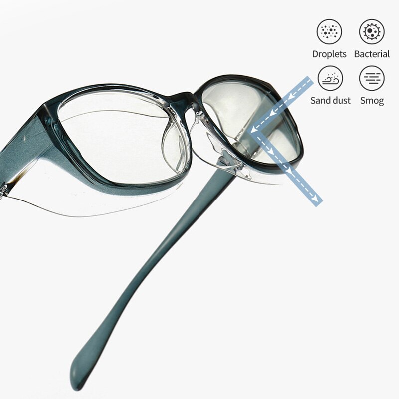 Square Safety Goggles with Side Shields Blue Light Blocking Glasses PC Lens Anti-allergy Windproof Anti Splash Eyewear