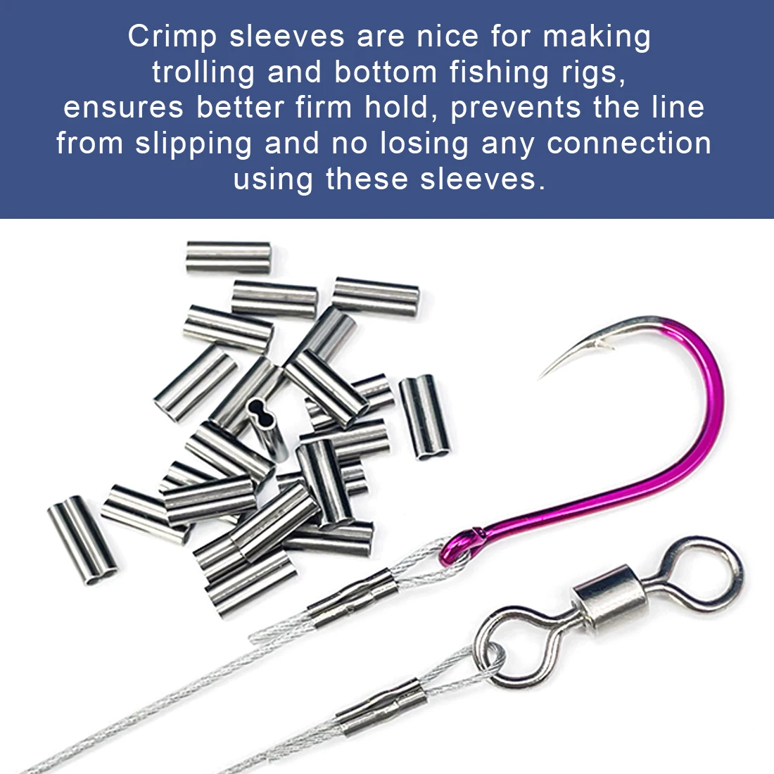 FishTrip Fishing Crimp Sleeves Brass Copper High Strength Corrosion Resistant Single Double Connector Terminal Tackle